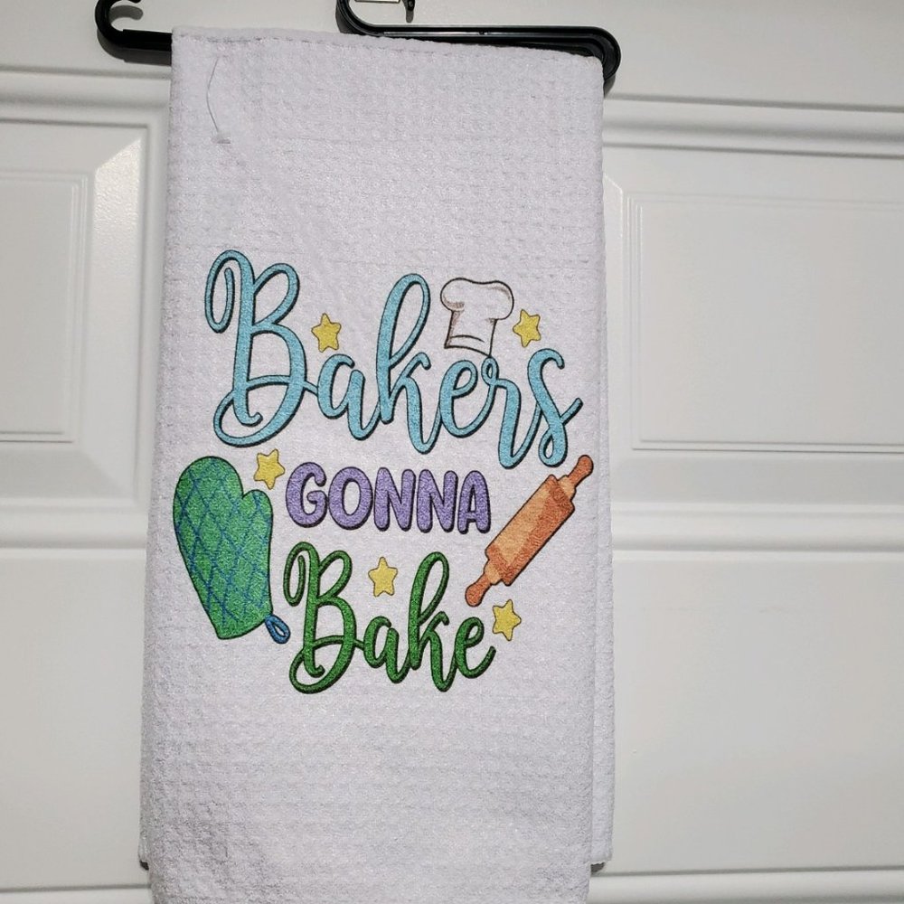 Bakers Gonna Bake Waffle Knit Tea Towel